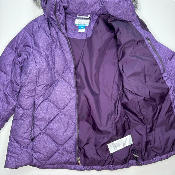 Columbia | Purple Down Feather Puffer Hooded Winter Jacket - Picture 7 of 7